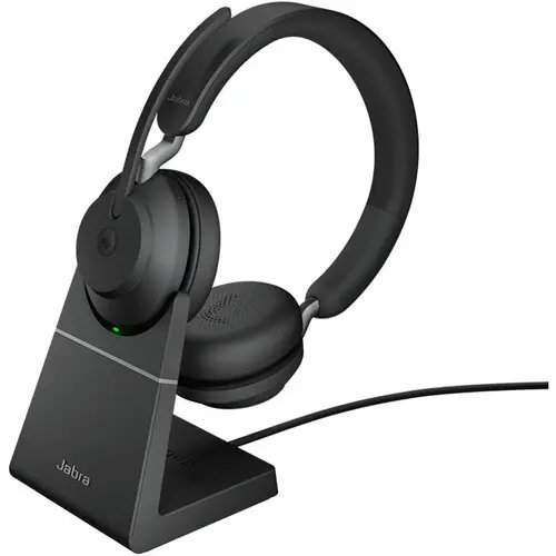 Jabra Evolve2 65 LINK390A MS Stereo Wireless On-Ear Headset with Stand (Microsoft Teams, USB Type-C, Black)