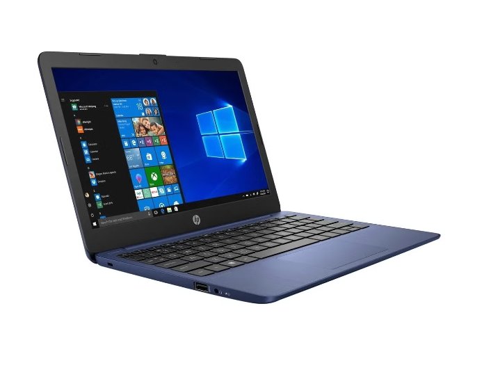 HP Stream 11-ak0029na Intel Celeron N4020 1.1GHz Up to 2.8GHz  4GB DDR4-2400 MHz RAM 64GB eMMC Plus SanDisk 128GB SD Card 11.6" HD Display Intel UHD Graphics 600 Dual Speakers-Blue