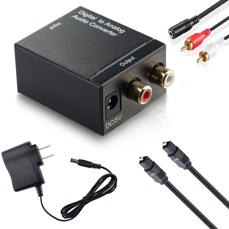 Digital to Analog Audio Converter DIF Optical Coax to Analog RCA 2.1 Stereo Audio Converter Adapter