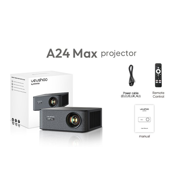 Vevshao A24 Max Smart Android Full HD 1080P Projector 4K 1700ANSI Google Android TV 11.0 ATV System Wifi 6 Smart Home Theater Projector