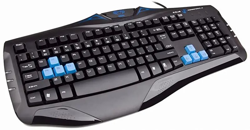 E-Blue Cobra Combatant-X Advanced WASD LED Gaming Keyboard-Blue LED