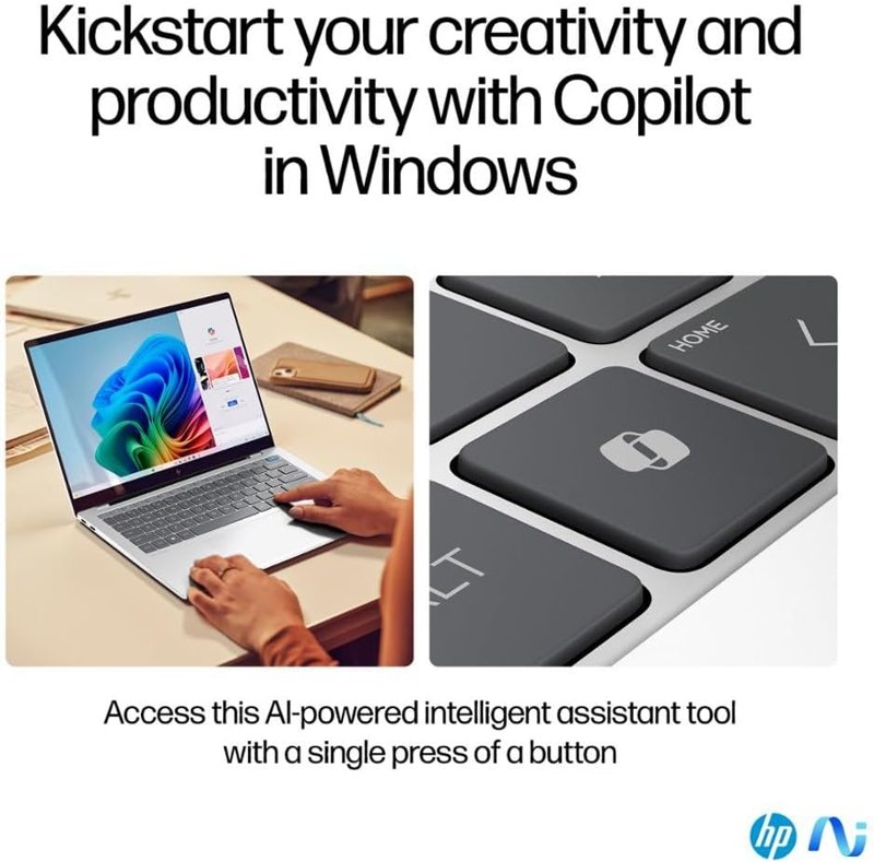 HP OmniBook X 14-fe1003dx Laptop Next Gen AI PC Copilot+ PC 512GB PCIe NVMe M.2 SSD 16GB LPDDR5x RAM Snapdragon X Plus X1P-42-100 Processor Qualcomm Adreno GPU HP True Vision 5MP IR Camera 14" 2.2K Touchscreen Display Poly Studio with Dual Speakers
