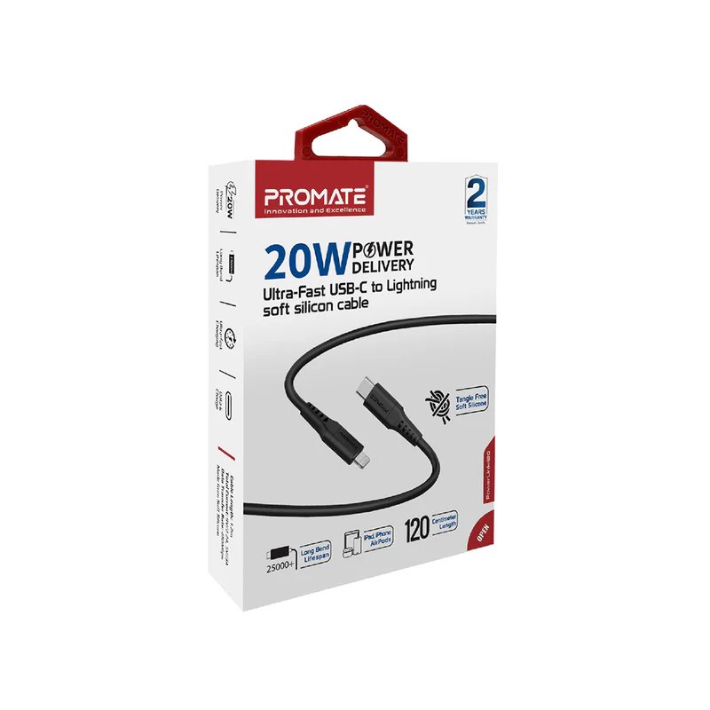 Promate 20W Power Delivery Fast Charging Lightning 1.2M Cable Powerlink-120
