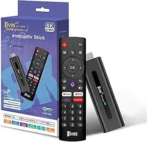 TV98 Android TV Stick 8K Ultra HD Video Android 14 ATV Mini Stick Quad Core WIFI Network Player TV Stick (8+128GB)