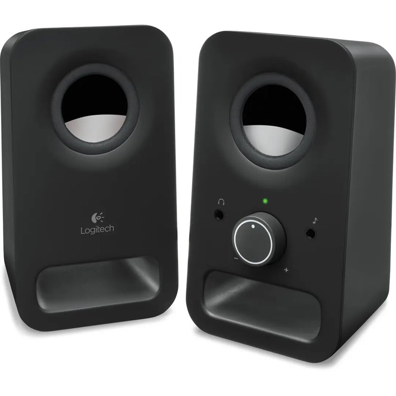Logitech Audio System Z150 Midnight Black 3W Power and volume control on the right speaker