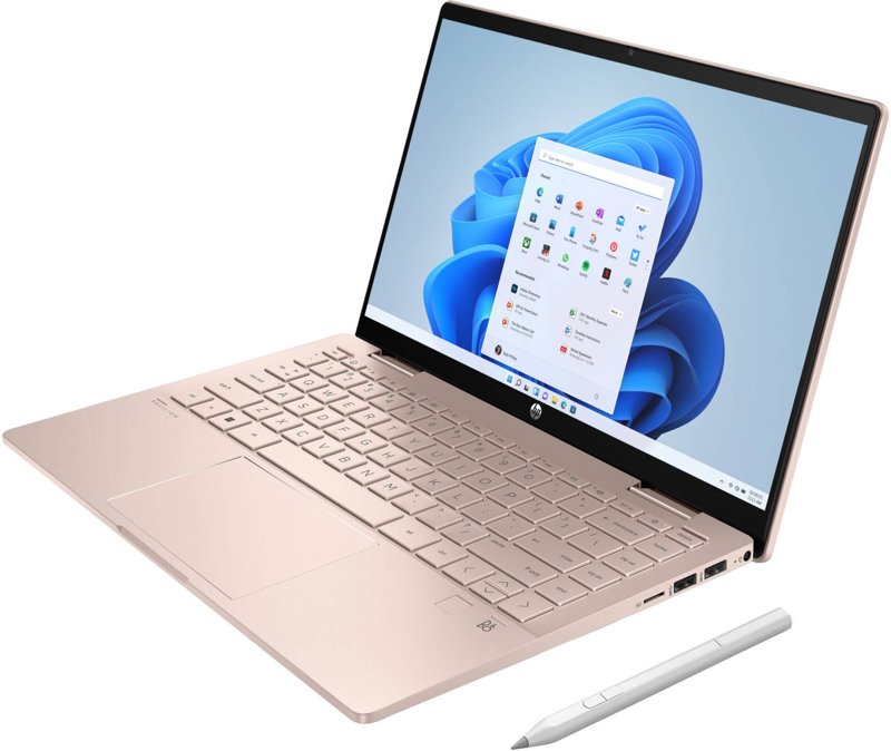 HP Pavilion 14-ek0054nia x360 2-in-1 Laptop 12th Gen Intel Core i7-1255U 16GB DDR4-3200 MHz RAM 1TB PCIe NVMe M.2 SSD 14" FHD Touchscreen Display Audio by B&O Dual Speakers HP Audio Boost HP Wide Vision 720p HD Camera Windows 11 1 Year Manufacturer Warranty - Pink