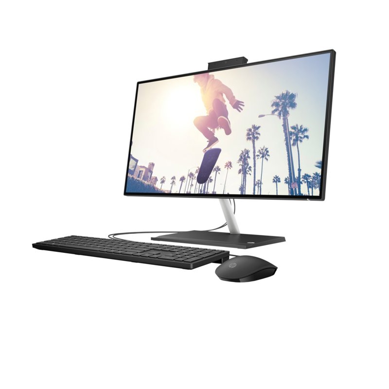 HP All-in-One 24-cb1024nh Bundle All-in-One PC Intel Core i5-1235U 23.8" FHD Touchscreen 8GB DDR4 3200 512GB PCIe NVMe SSD HP True Vision 720p HD Privacy Camera With Integrated Dual Array Digital Microphones Dual 2W Speakers Intel Iris Xe Graphics HP 225 USB Keyboard and Mouse FreeDOS Jet Black 1 Year Warranty