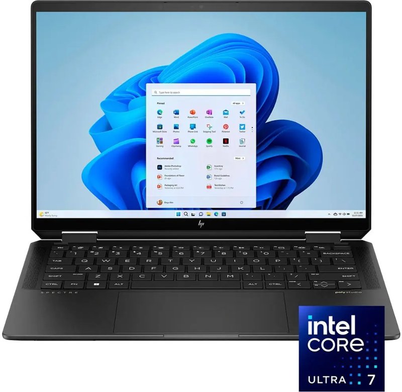 HP SPECTRE Ultra 7 x360 14-eu0013dx (2024) Laptop Series 1 Ultra 7 CPU 155H 16GB RAM 1TB SSD Intel Arc Graphic 14.0" 2.8K UWVA OLED Display Poly Studio Fingerprint Reader HP 9MP IR Camera 4 Cell Win 11